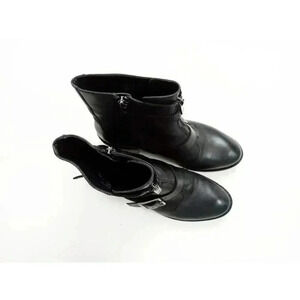 Donald J Pliner Womens Dusten Ankle Boots Booties Black Leather Straps Zip 7.5 M
